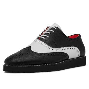 The Priority L Black/White TAYNO Leather Lace Up Wingtip Sneaker
